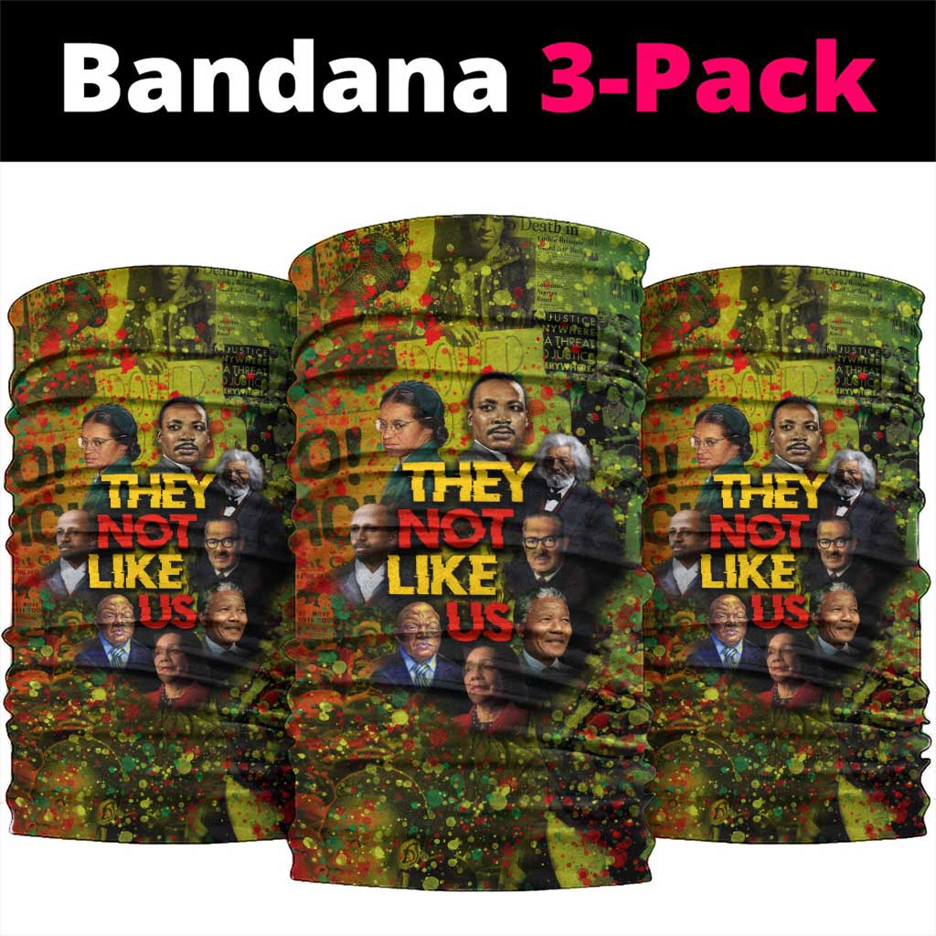 Black History Portrait Collage Neck Gaiter Africa Empowering They Not Like Us Quote in Grunge Paint - Wonder Print Shop