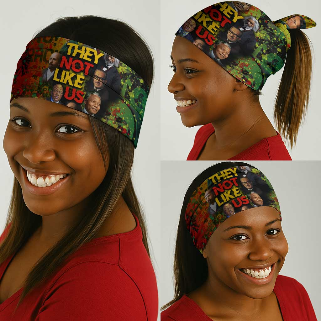 Black History Portrait Collage Neck Gaiter Africa Empowering They Not Like Us Quote in Grunge Paint - Wonder Print Shop