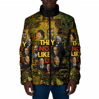 Black History Portrait Collage Padded Jacket Africa Empowering They Not Like Us Quote in Grunge Paint - Wonder Print Shop