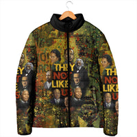 Black History Portrait Collage Padded Jacket Africa Empowering They Not Like Us Quote in Grunge Paint - Wonder Print Shop