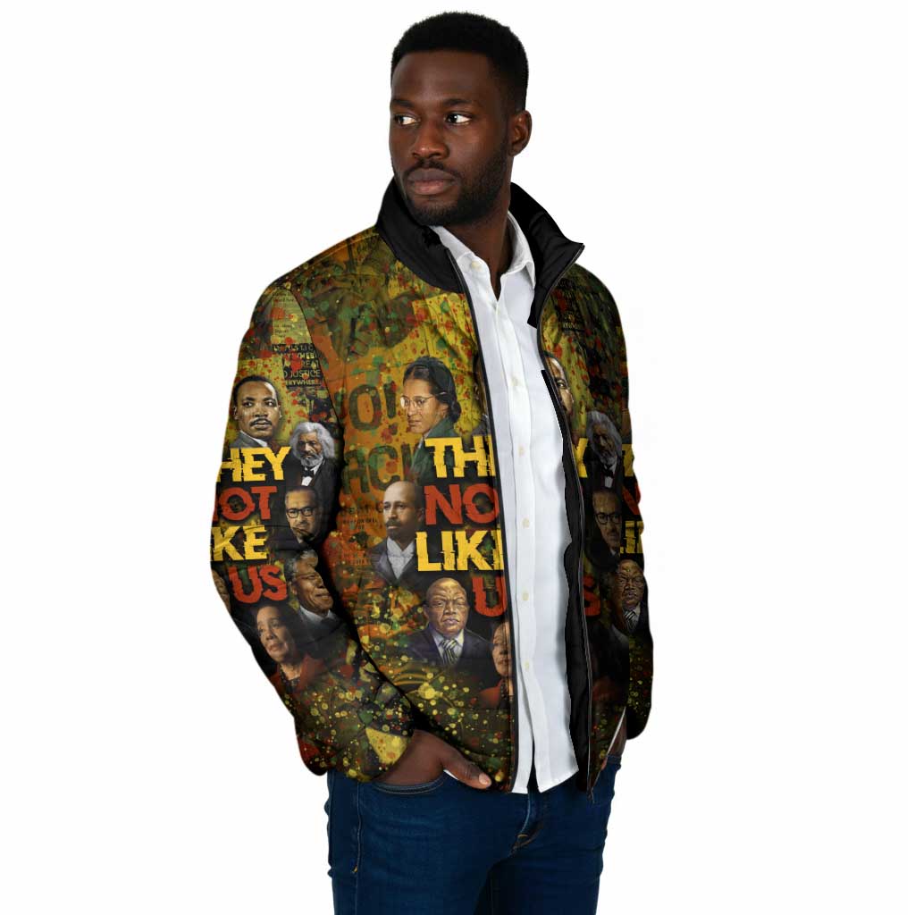 Black History Portrait Collage Padded Jacket Africa Empowering They Not Like Us Quote in Grunge Paint - Wonder Print Shop