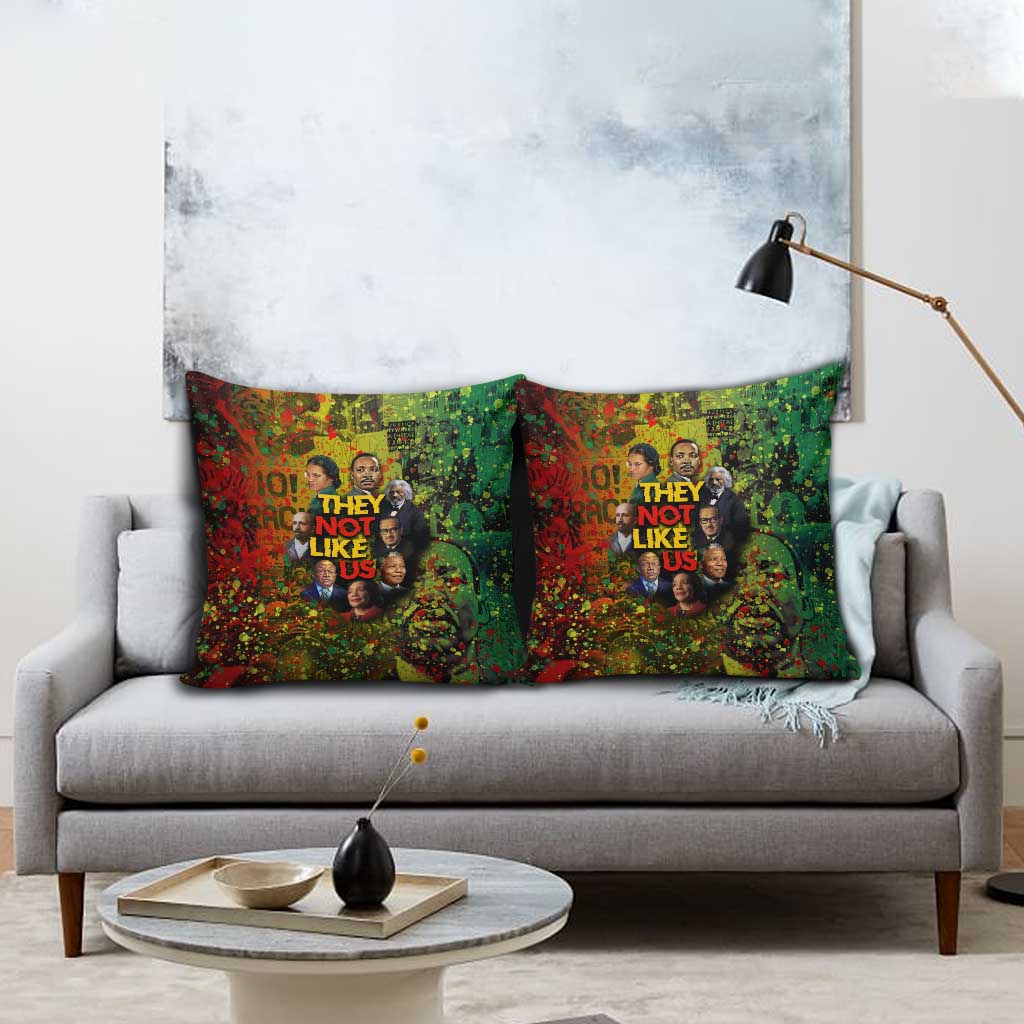 Black History Portrait Collage Pillow Cover Africa Empowering They Not Like Us Quote in Grunge Paint - Wonder Print Shop