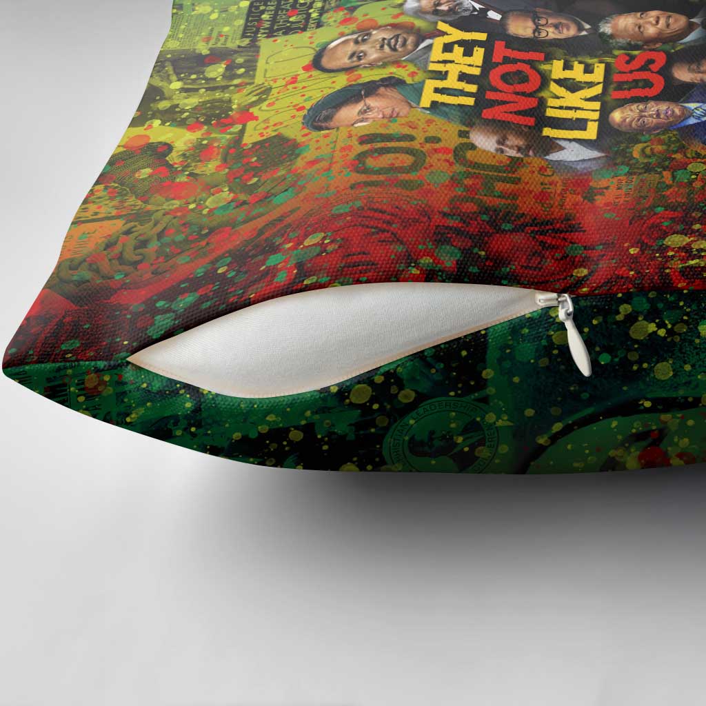 Black History Portrait Collage Pillow Cover Africa Empowering They Not Like Us Quote in Grunge Paint - Wonder Print Shop