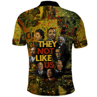 Black History Portrait Collage Polo Shirt Africa Empowering They Not Like Us Quote in Grunge Paint - Wonder Print Shop