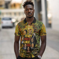 Black History Portrait Collage Polo Shirt Africa Empowering They Not Like Us Quote in Grunge Paint - Wonder Print Shop