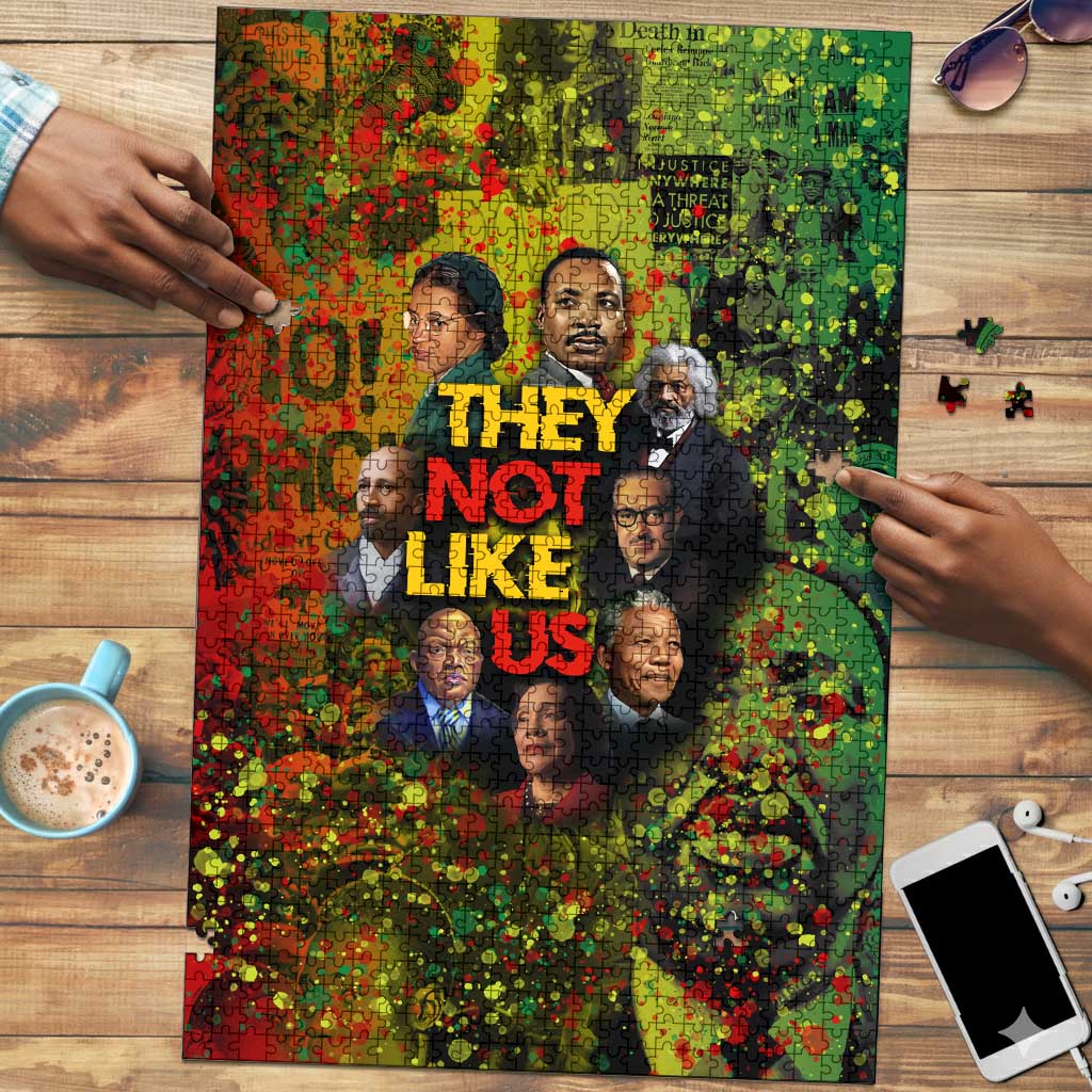 Black History Portrait Collage Puzzle Africa Empowering They Not Like Us Quote in Grunge Paint - Wonder Print Shop