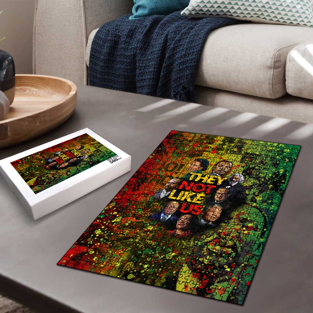 Black History Portrait Collage Puzzle Africa Empowering They Not Like Us Quote in Grunge Paint - Wonder Print Shop