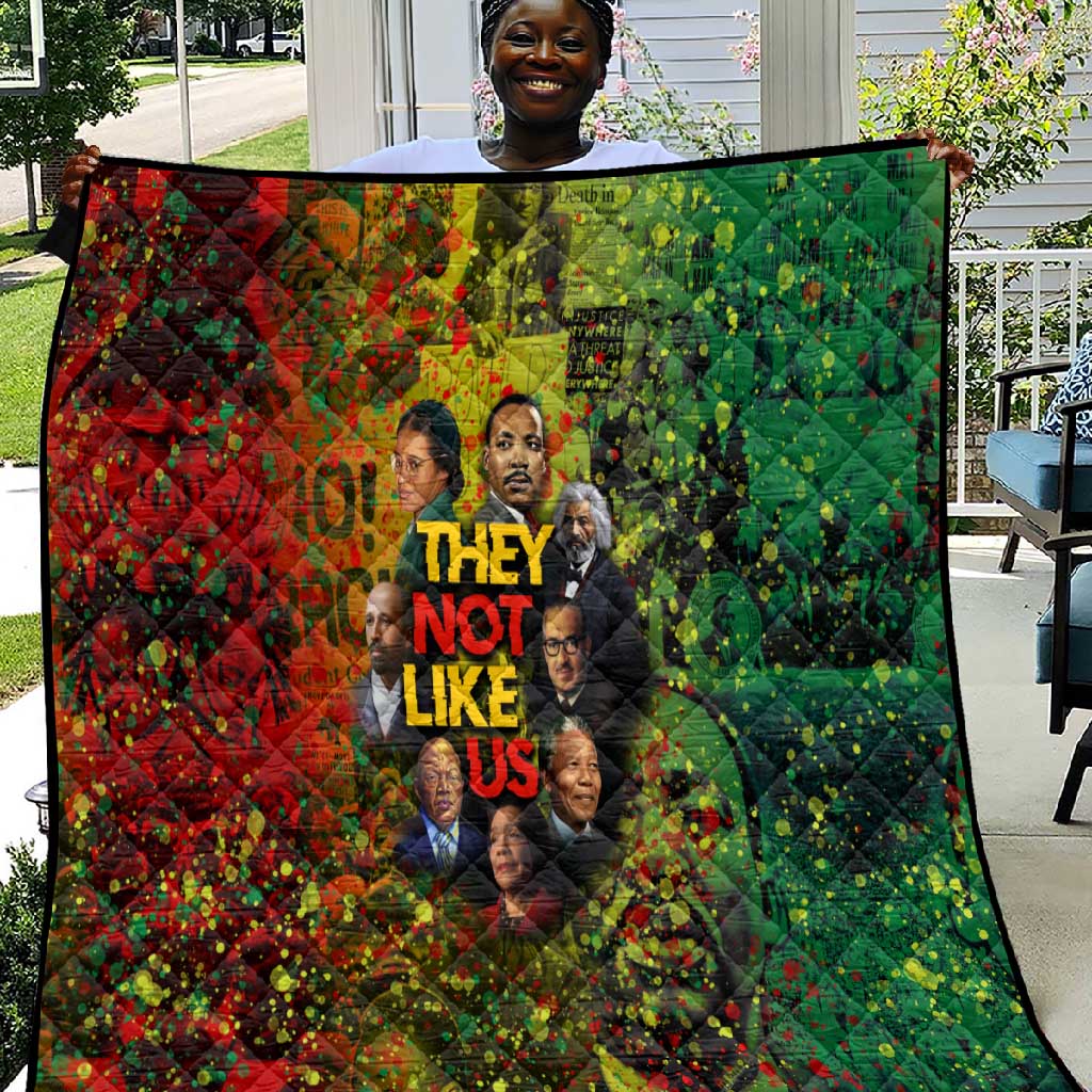 Black History Portrait Collage Quilt Africa Empowering They Not Like Us Quote in Grunge Paint - Wonder Print Shop