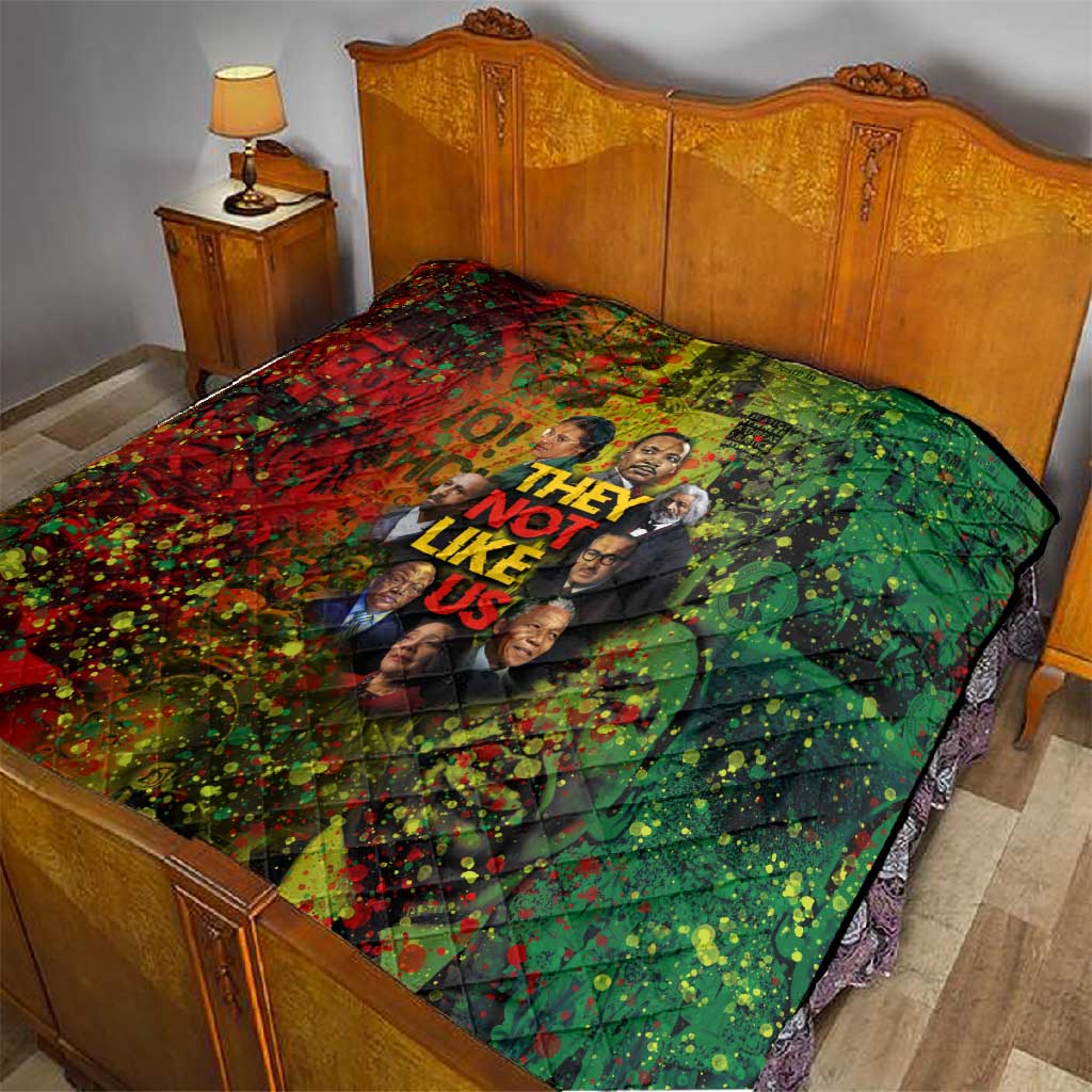 Black History Portrait Collage Quilt Africa Empowering They Not Like Us Quote in Grunge Paint - Wonder Print Shop