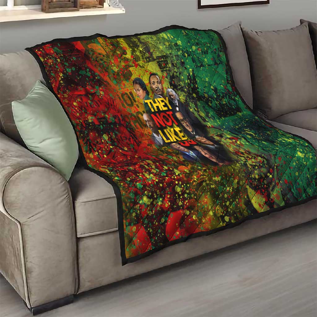 Black History Portrait Collage Quilt Africa Empowering They Not Like Us Quote in Grunge Paint - Wonder Print Shop