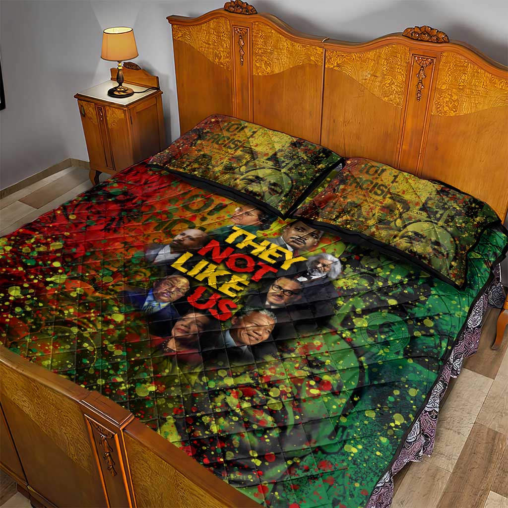 Black History Portrait Collage Quilt Bed Set Africa Empowering They Not Like Us Quote in Grunge Paint - Wonder Print Shop