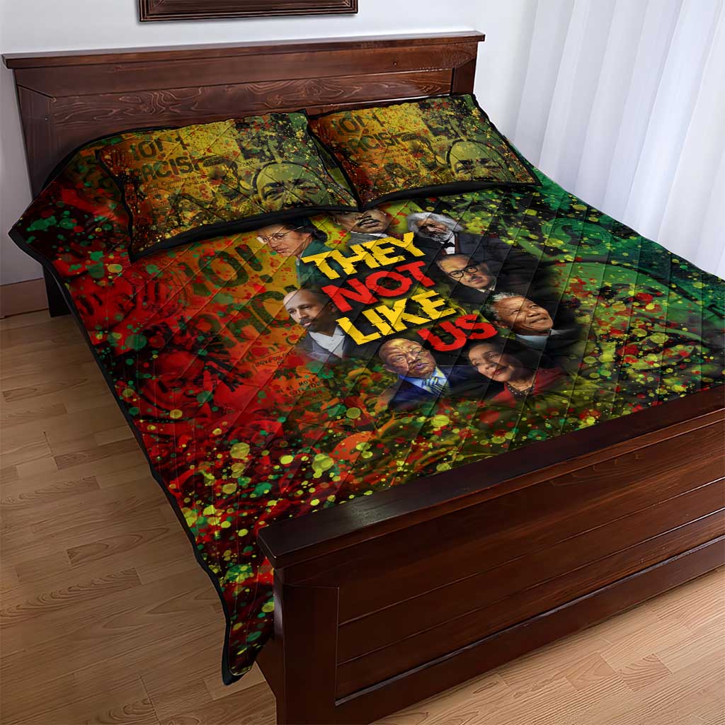 Black History Portrait Collage Quilt Bed Set Africa Empowering They Not Like Us Quote in Grunge Paint - Wonder Print Shop