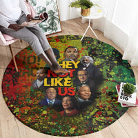 Black History Portrait Collage Round Carpet Africa Empowering They Not Like Us Quote in Grunge Paint - Wonder Print Shop