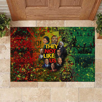 Black History Portrait Collage Rubber Doormat Africa Empowering They Not Like Us Quote in Grunge Paint - Wonder Print Shop