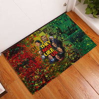 Black History Portrait Collage Rubber Doormat Africa Empowering They Not Like Us Quote in Grunge Paint - Wonder Print Shop