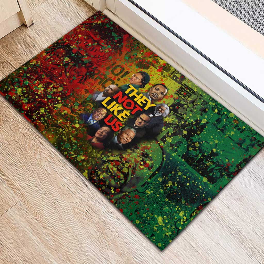 Black History Portrait Collage Rubber Doormat Africa Empowering They Not Like Us Quote in Grunge Paint - Wonder Print Shop