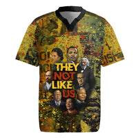 Black History Portrait Collage Rugby Jersey Africa Empowering They Not Like Us Quote in Grunge Paint - Wonder Print Shop