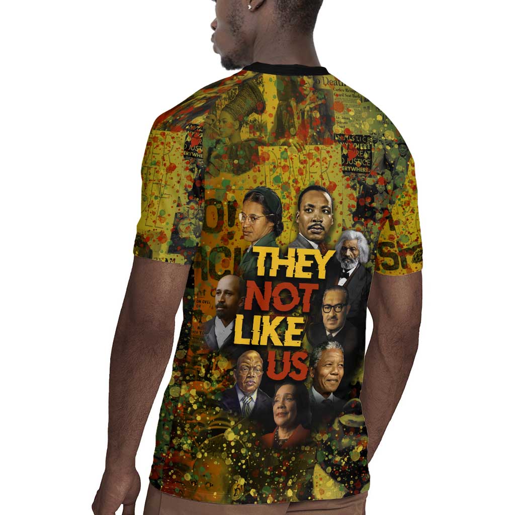 Black History Portrait Collage Rugby Jersey Africa Empowering They Not Like Us Quote in Grunge Paint - Wonder Print Shop