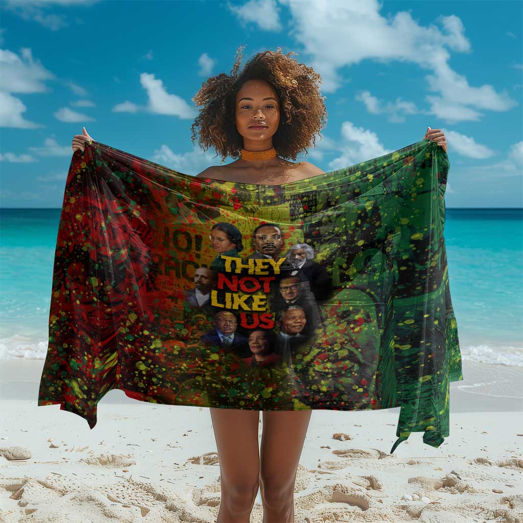 Black History Portrait Collage Sarong Africa Empowering They Not Like Us Quote in Grunge Paint - Wonder Print Shop
