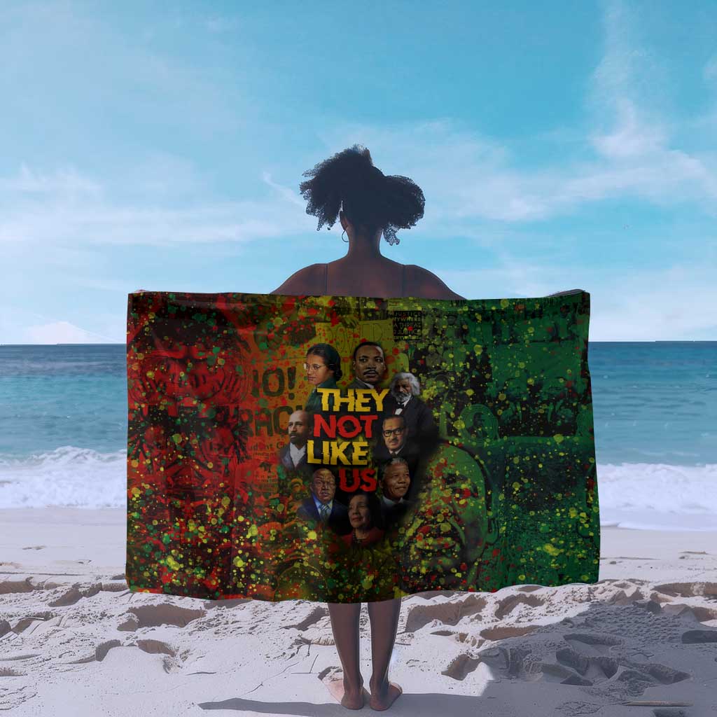 Black History Portrait Collage Sarong Africa Empowering They Not Like Us Quote in Grunge Paint - Wonder Print Shop