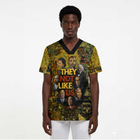 Black History Portrait Collage Scrub Top Africa Empowering They Not Like Us Quote in Grunge Paint - Wonder Print Shop