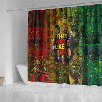 Black History Portrait Collage Shower Curtain Africa Empowering They Not Like Us Quote in Grunge Paint - Wonder Print Shop