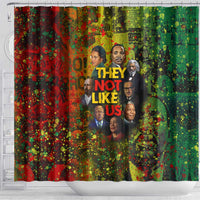 Black History Portrait Collage Shower Curtain Africa Empowering They Not Like Us Quote in Grunge Paint - Wonder Print Shop