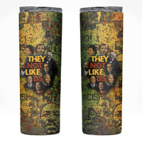 Black History Portrait Collage Skinny Tumbler Africa Empowering They Not Like Us Quote in Grunge Paint - Wonder Print Shop