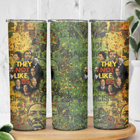 Black History Portrait Collage Skinny Tumbler Africa Empowering They Not Like Us Quote in Grunge Paint - Wonder Print Shop