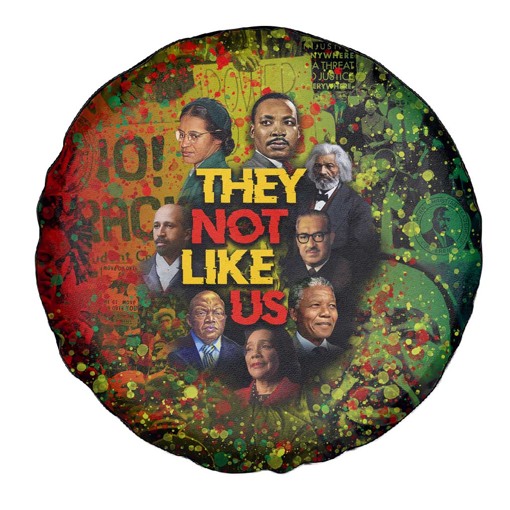 Black History Portrait Collage Spare Tire Cover Africa Empowering They Not Like Us Quote in Grunge Paint - Wonder Print Shop