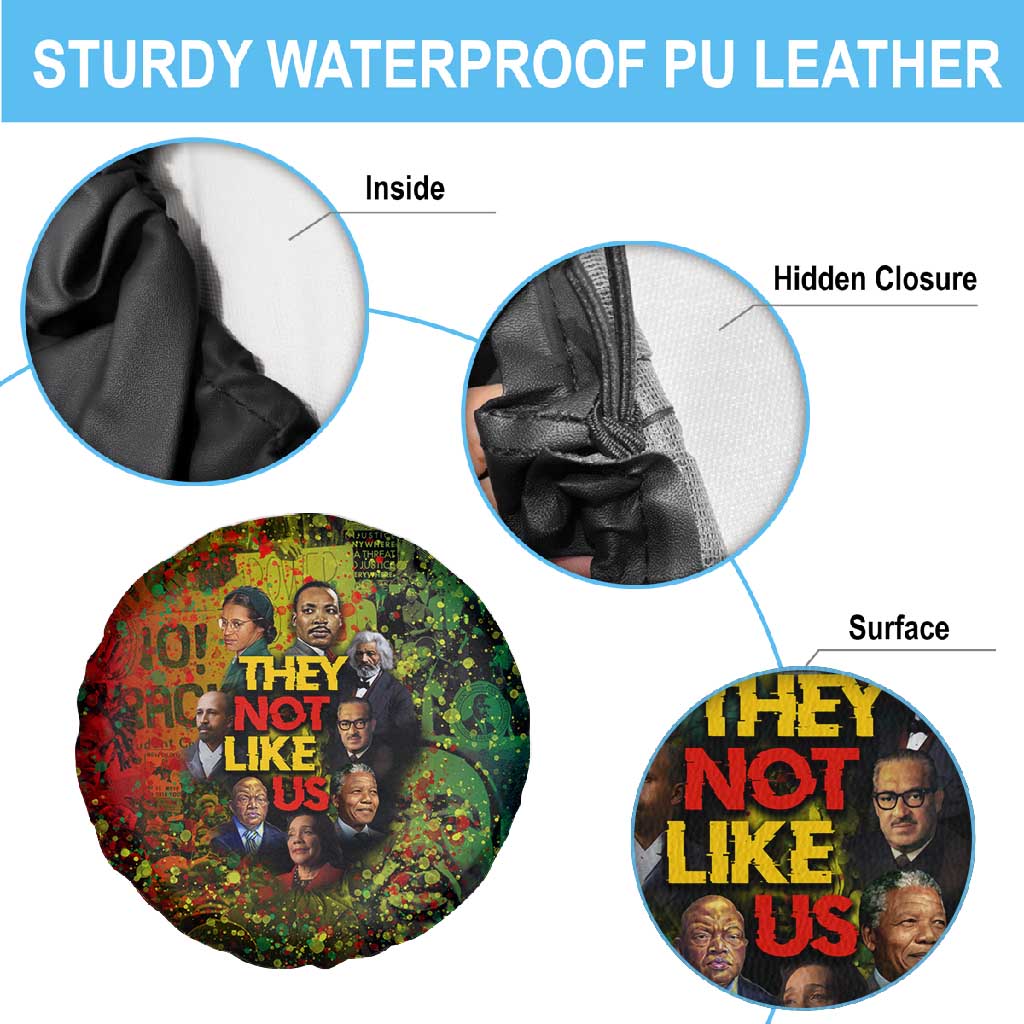 Black History Portrait Collage Spare Tire Cover Africa Empowering They Not Like Us Quote in Grunge Paint - Wonder Print Shop
