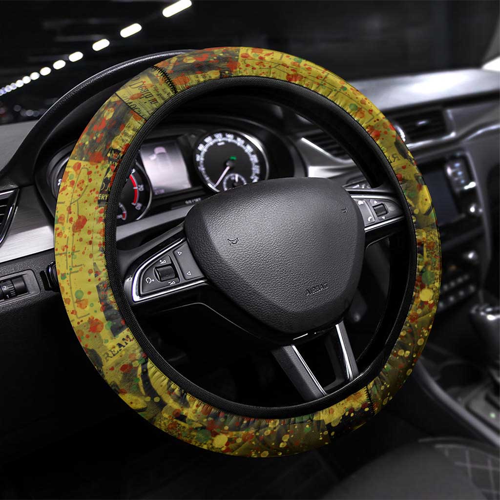 Black History Portrait Collage Steering Wheel Cover Africa Empowering They Not Like Us Quote in Grunge Paint - Wonder Print Shop