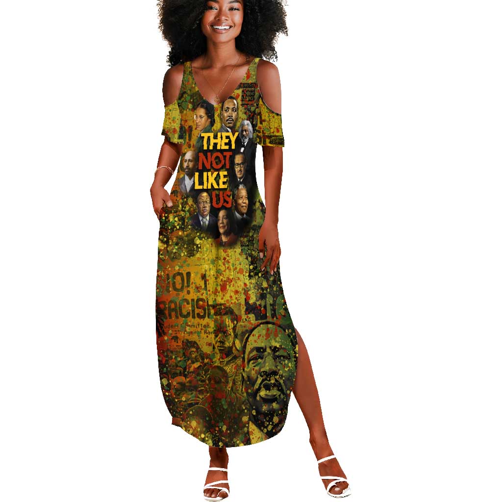 Black History Portrait Collage Summer Maxi Dress Africa Empowering They Not Like Us Quote in Grunge Paint - Wonder Print Shop