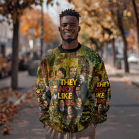Black History Portrait Collage Sweatshirt Africa Empowering They Not Like Us Quote in Grunge Paint - Wonder Print Shop