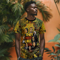 Black History Portrait Collage T shirt Africa Empowering They Not Like Us Quote in Grunge Paint - Wonder Print Shop