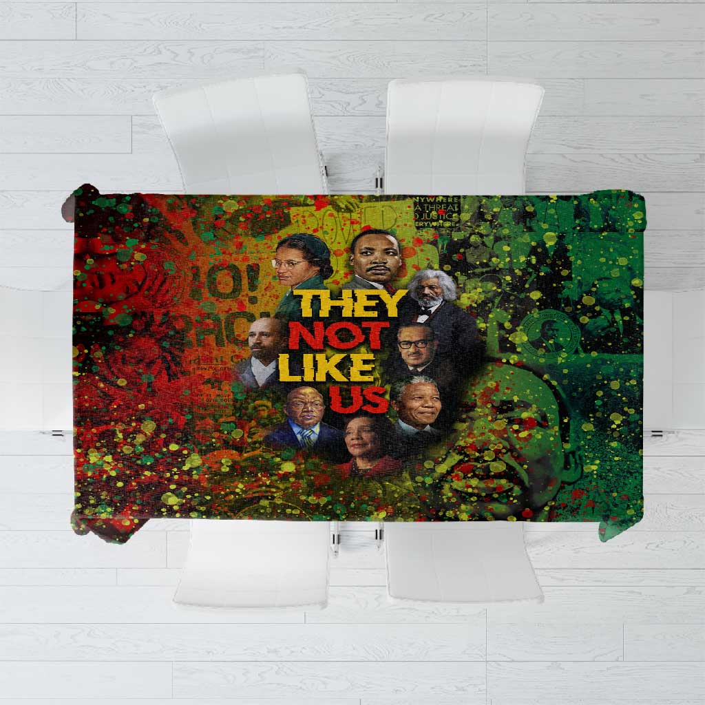 Black History Portrait Collage Tablecloth Africa Empowering They Not Like Us Quote in Grunge Paint - Wonder Print Shop