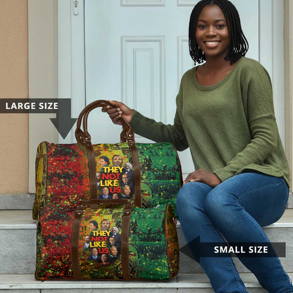 Black History Portrait Collage Travel Bag Africa Empowering They Not Like Us Quote in Grunge Paint - Wonder Print Shop