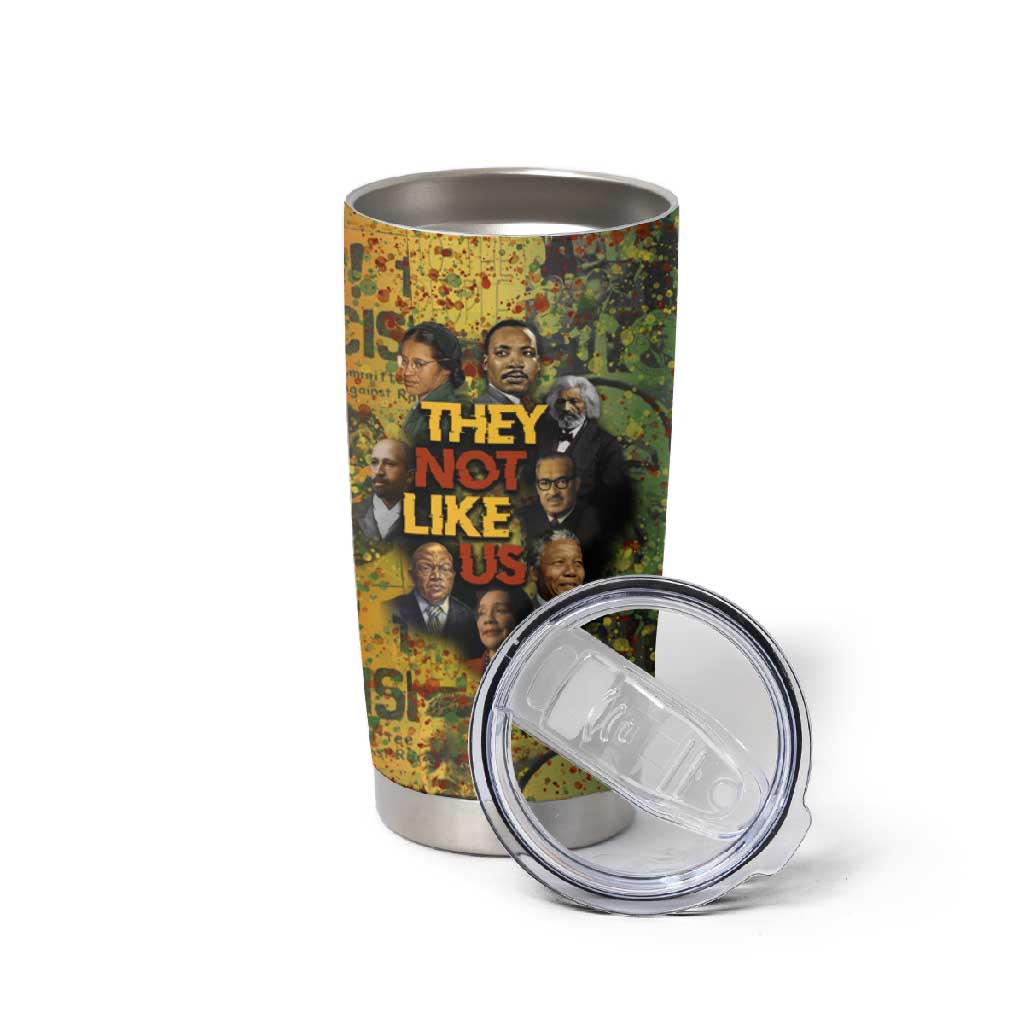 Black History Portrait Collage Tumbler Cup Africa Empowering They Not Like Us Quote in Grunge Paint - Wonder Print Shop