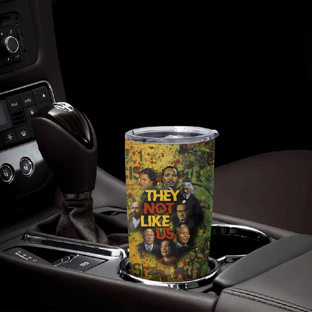 Black History Portrait Collage Tumbler Cup Africa Empowering They Not Like Us Quote in Grunge Paint - Wonder Print Shop
