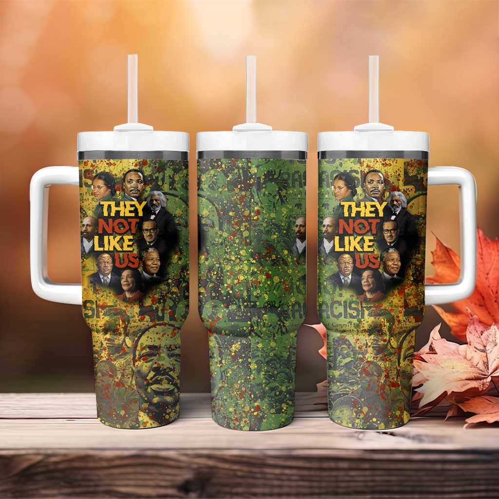 Black History Portrait Collage Tumbler With Handle Africa Empowering They Not Like Us Quote in Grunge Paint - Wonder Print Shop