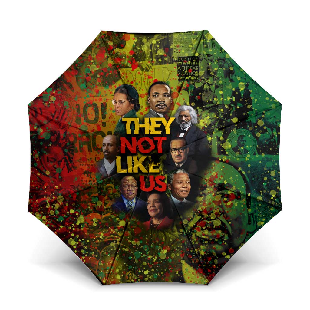 Black History Portrait Collage Umbrella Africa Empowering They Not Like Us Quote in Grunge Paint - Wonder Print Shop