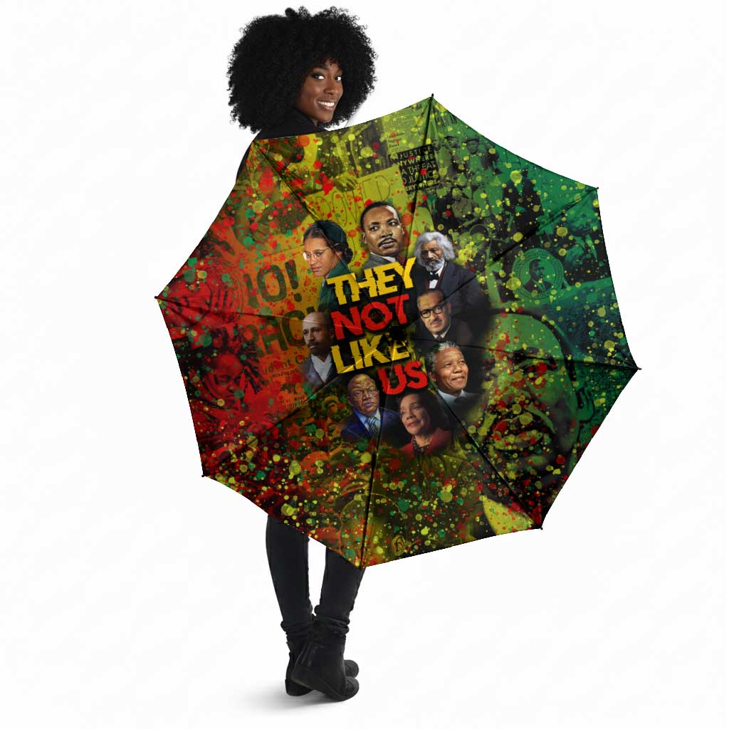 Black History Portrait Collage Umbrella Africa Empowering They Not Like Us Quote in Grunge Paint - Wonder Print Shop