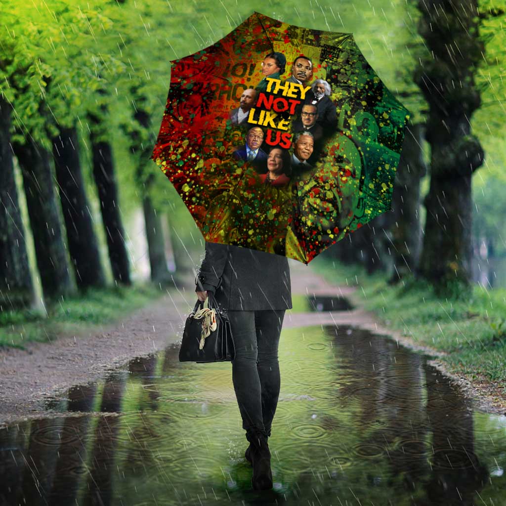 Black History Portrait Collage Umbrella Africa Empowering They Not Like Us Quote in Grunge Paint - Wonder Print Shop