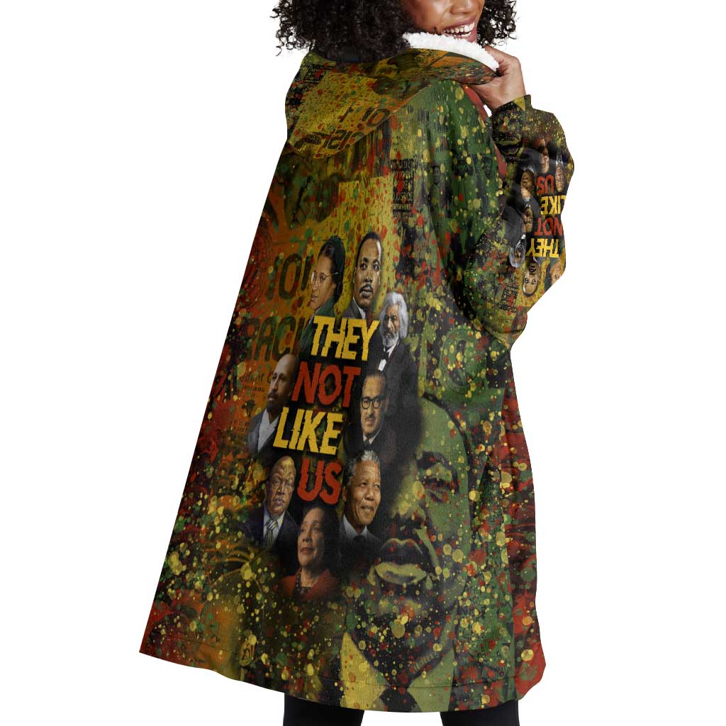 Black History Portrait Collage Wearable Blanket Hoodie Africa Empowering They Not Like Us Quote in Grunge Paint - Wonder Print Shop