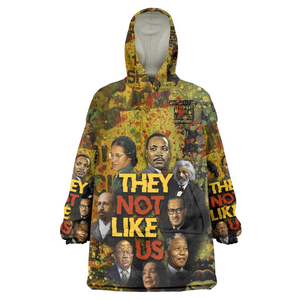 Black History Portrait Collage Wearable Blanket Hoodie Africa Empowering They Not Like Us Quote in Grunge Paint - Wonder Print Shop