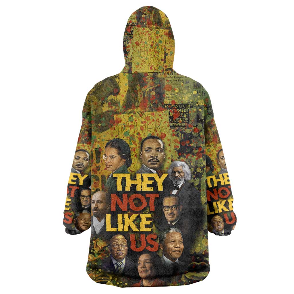 Black History Portrait Collage Wearable Blanket Hoodie Africa Empowering They Not Like Us Quote in Grunge Paint - Wonder Print Shop