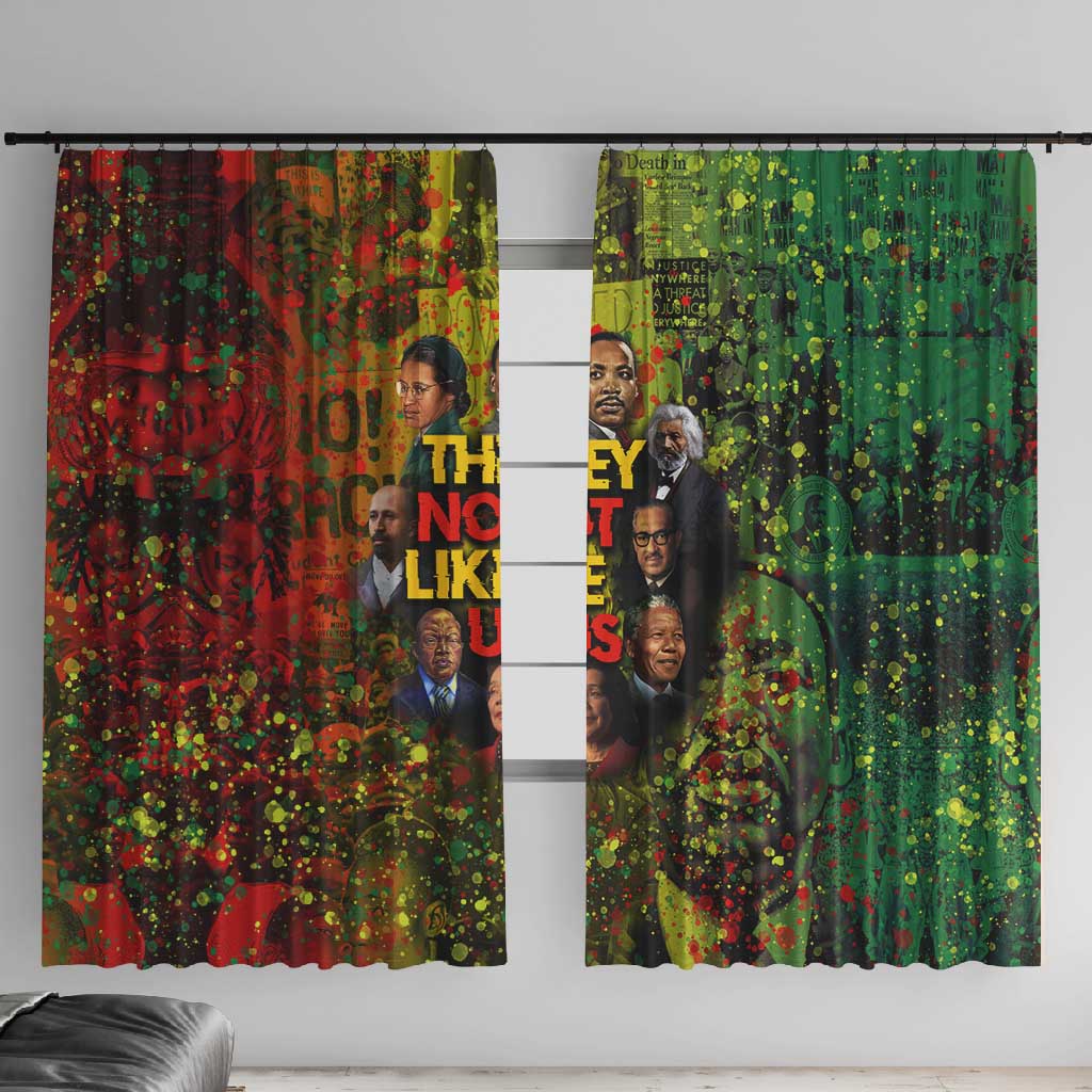 Black History Portrait Collage Window Curtain Africa Empowering They Not Like Us Quote in Grunge Paint - Wonder Print Shop