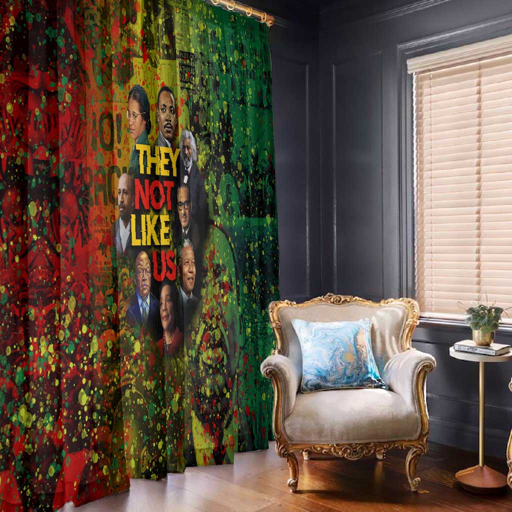 Black History Portrait Collage Window Curtain Africa Empowering They Not Like Us Quote in Grunge Paint - Wonder Print Shop