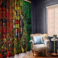 Black History Portrait Collage Window Curtain Africa Empowering They Not Like Us Quote in Grunge Paint - Wonder Print Shop