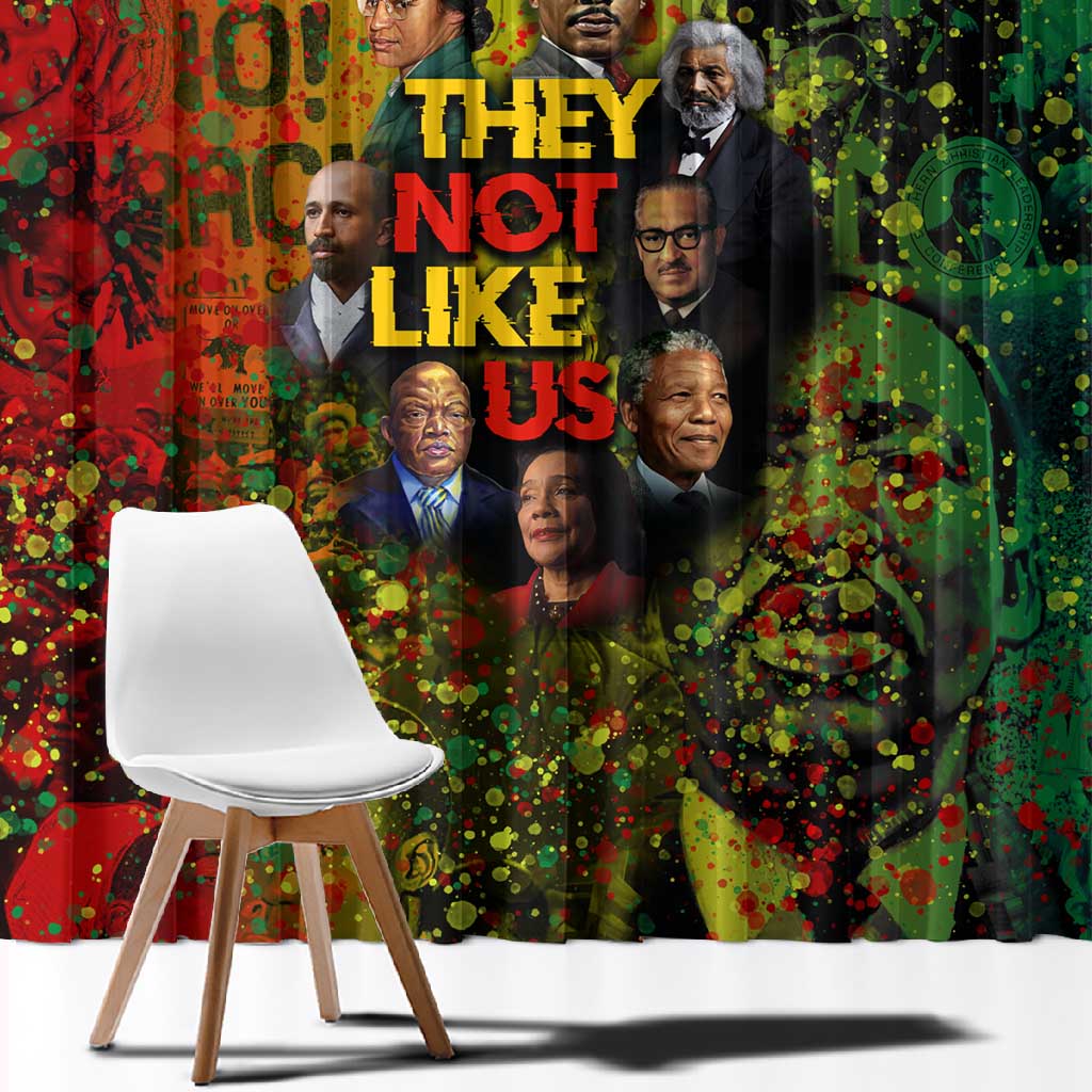 Black History Portrait Collage Window Curtain Africa Empowering They Not Like Us Quote in Grunge Paint - Wonder Print Shop